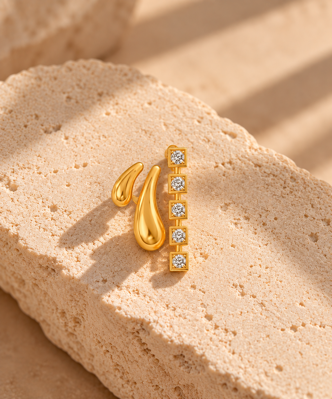 Trio Stacked Stud Earrings | Yellow