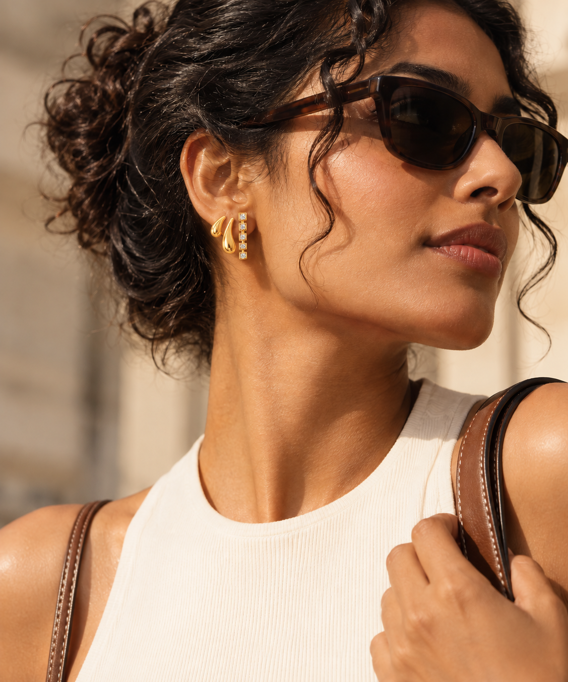 Trio Stacked Stud Earrings | Yellow