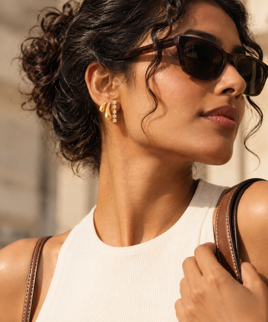 Trio Stacked Stud Earrings | Yellow