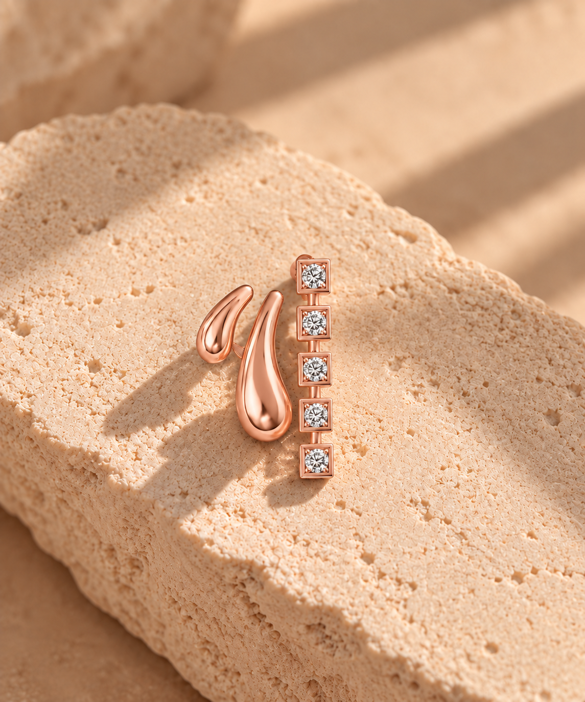 Trio Stacked Stud Earrings | Rose