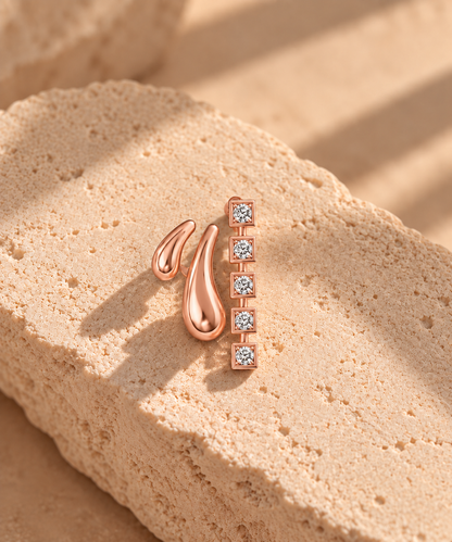 Trio Stacked Stud Earrings | Rose