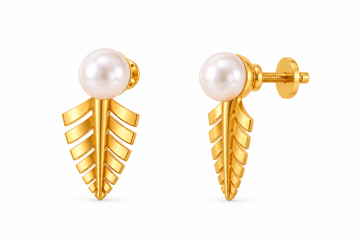 Pearl Vine Stud Earrings | Yellow