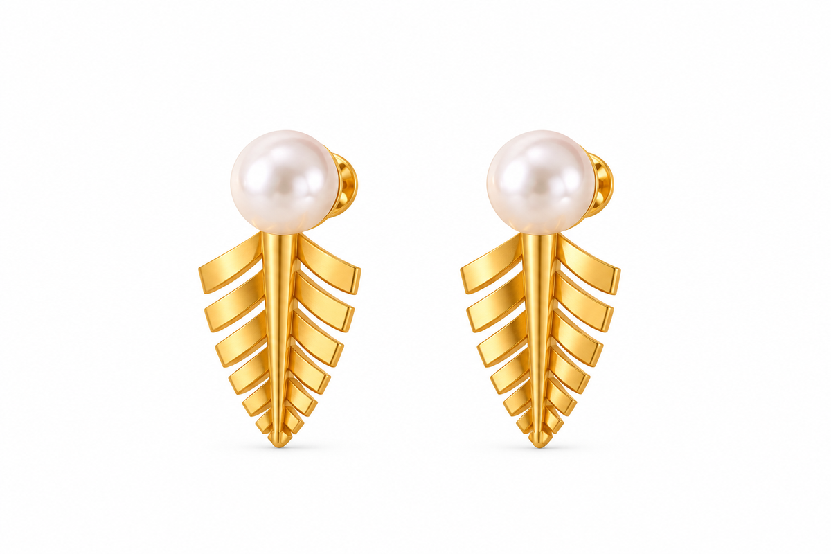 Pearl Vine Stud Earrings | Yellow